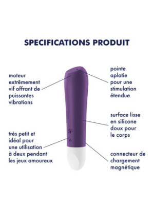 Vibromasseur violet USB Ultra Power Bullet 2 Satisfyer - CC597733